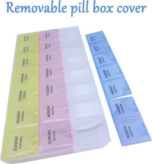 INVODA Pill Case, 7 Day Weekly Pill Box with Medication Reminder, 21 Detachable Compartments