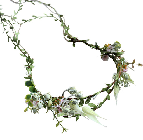 Trepveter Flower Vine Crown, Bridal Floral Headband Hair Wreath for Cosplay and Wedding Photo Props