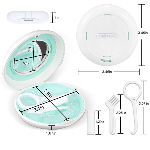 2PCS Retainer Case with Mirror, Adjustable Vent Holes, Slim Aligner Case Compatible with Invisalign, White