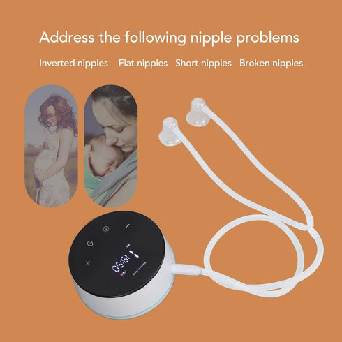 ZJchao Nipple Corrector, Portable Nipple Pump Electric Inverted Nipple Puller Rechargeable LED Display Low Noise Flat