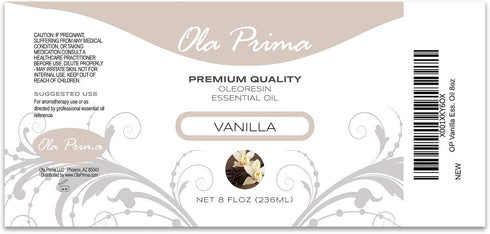 Ola Prima Oils 8oz - Vanilla Essential Oil - 8 Fluid Ounces - Vanilla Therapeutic Essential Oil - Vanilla Oil
