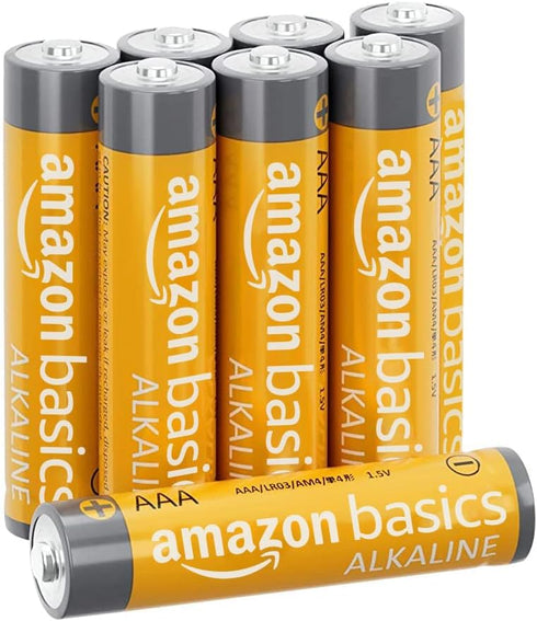 Amazon Basics AAA High-Performance Alkaline Batteries, 1.5 Volt, 8 Count, 10-Year Shelf Life