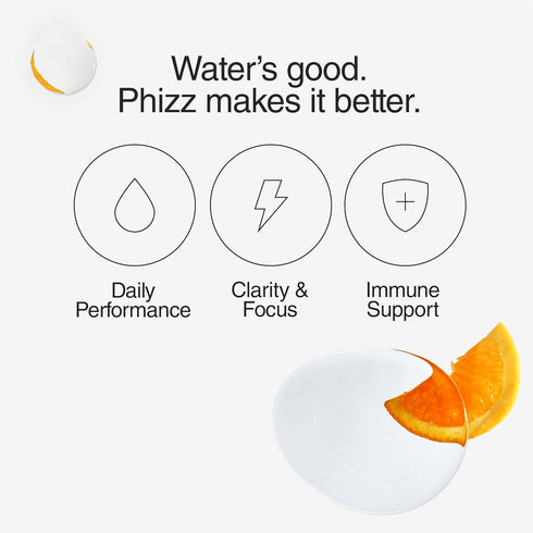 Phizz Electrolyte Multivitamin Rehydration Tablets - 19 Vitamins & Minerals, Energy Boost, Orange, 20 Tablets