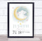 The Card Zoo New Baby Birth Details Christening Nursery Bunny Moon Keepsake Gift Print