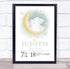 The Card Zoo New Baby Birth Details Christening Nursery Bunny Moon Keepsake Gift Print