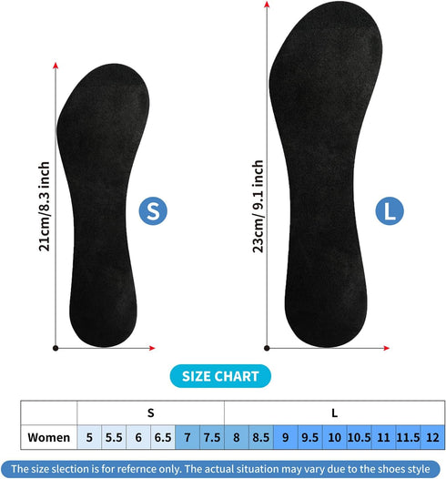 2 Pairs Gel High Heels Sandals Cushion Insoles Adhesive, Non slip Invisible Inserts for Flats Slipper, 3/4 Length Pads Relief Pain, Blister, Callus and Corn Prevention,Black 5-7.5 Size