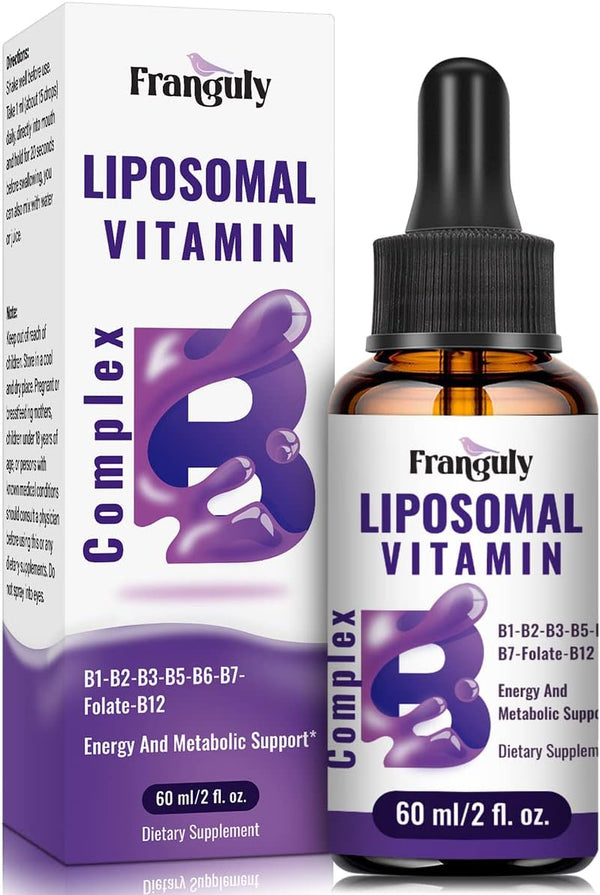 Liposomal Vitamin B Complex Liquid Sublingual, Improved Absorption Methylated B12, Energy & Immune Support, 2.0 oz