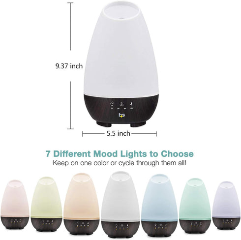 HealthSmart Essential Oil Diffuser, Cool Mist Humidifier and Aromatherapy Diffuser, FSA HSA Eligible with 500ML Tank for Large Rooms, Adjustable Timer, Mist Mode and 7 LED Light Colors, White by HealthSmart