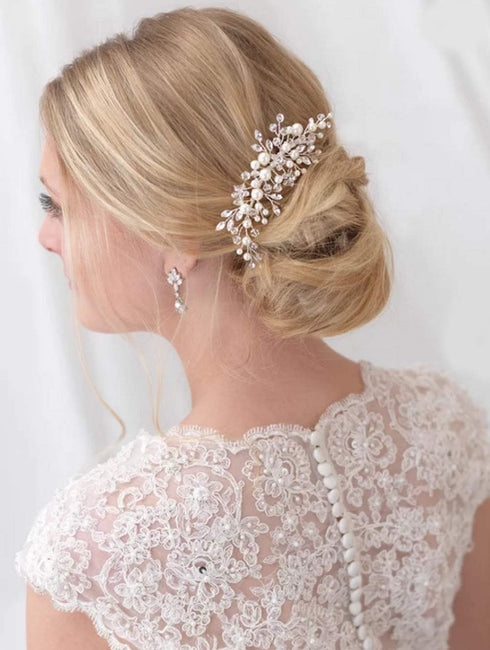 inSowni 28 Pack Silver Flower Pearl Wedding Bridal Hair Side Combs+U Shaped Hair Pins Clips Rhinestone Crystal Decorative Accessories Headpieces for Women Girls Brides Bridesmaids