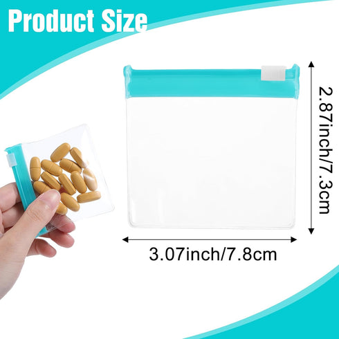 Ptwola 12 Pcs Zippered Pill Pouch Slide Lock Storage Bags Reusable Mini Seal Portable Medicine Baggies Self-Sealing