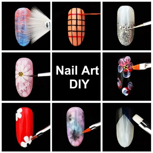 Nail Art Kit with 30 Striping Tape, 4 Striping Roller Box, 12 Colors Rhinestones, 5 Dotting Pens & 15 Brush Set