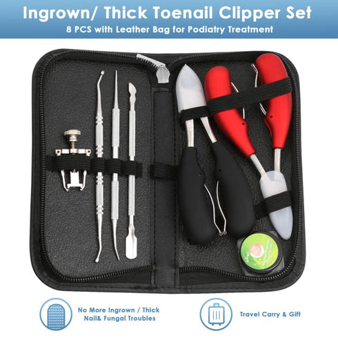 Modacraft 8 PCS Podiatrist Toenail Clippers, Professional Heavy Duty Ingrown & Thick Nail Clippers Kit