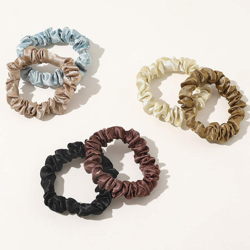 Scrunchies Silk Satin Hair Ties - Elastic Ponytail Holders, Small Scrunchy for Thick Curl Hair, No Crease Accessories