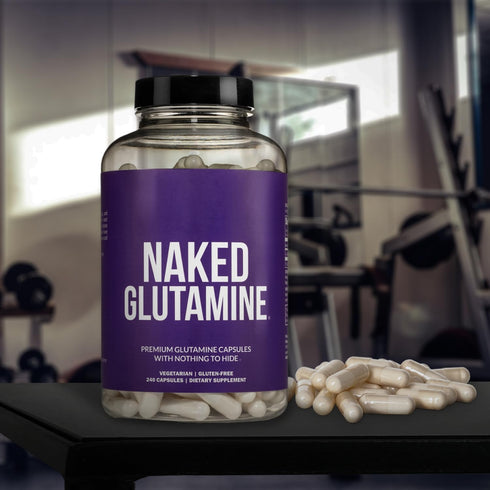 Naked L-Glutamine Muscle Recovery Capsules, 1000mg, 240 Count | Made in The USA, Non-GMO, Gluten and Soy Free