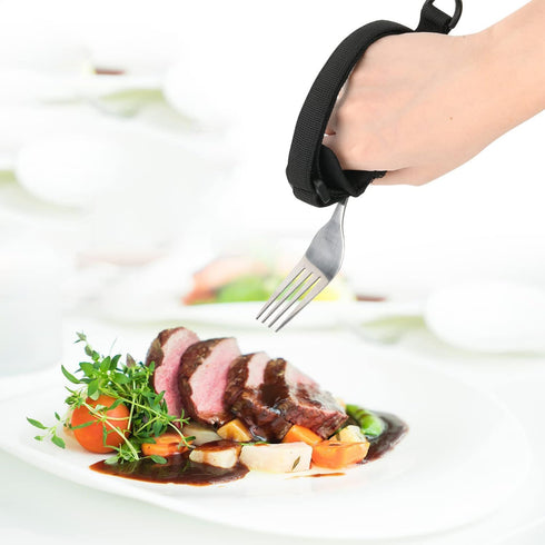 Universal Cuff Adaptive Utensils Holder Elderly Adults Eating Assistance Handicap Utensils Spoon Fork Gripping Strap Eating Hand Cuff Holding Cutlery for Disabled Individuals with Weak Grip