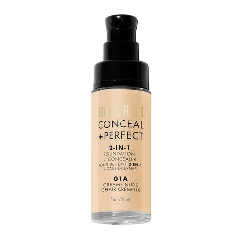 Milani Conceal + Perfect 2-in-1 Foundation + Concealer – Flawless Complexion, Under Eye Corrector, Waterproof, Creamy