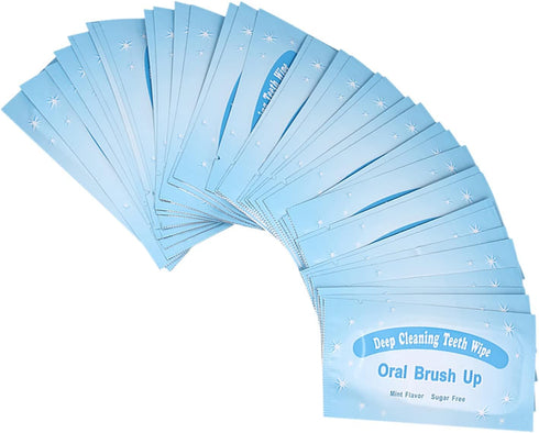 Oral Finger Wipes for Teeth Whitening, Mint Flavor, 50 Pcs Oral Cleaning Wipes