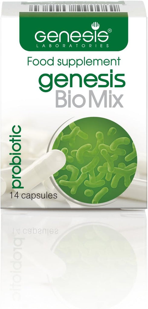 Genesis Biomix Probiotic with Lactobacillus and Bifidobacterium Strains 14 Capsules of 240 Mg- travel pack