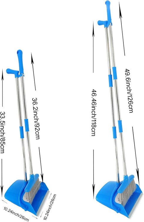 Extendable Long Handle Broom and Dustpan Set, Lightweight Stainless Broom Combo for Indoor or Outdoor Cleaning