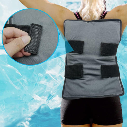 Extra Large Ice Pack for Injuries - Reusable Full Back Ice Pack Large Gel Ice Wrap with 2 Straps for Cold Compress,