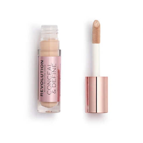 Revolution Conceal & Define Concealer, Full Coverage Lightweight, Long-Lasting Matte Finish, Vegan, C3 Fair to Light