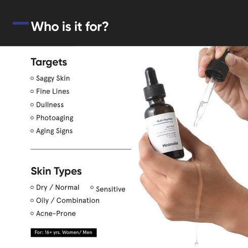 Minimalist Multi Peptide Night Face Serum, Anti Aging with Collagen Boosting, 1 Fl Oz / 30 ml