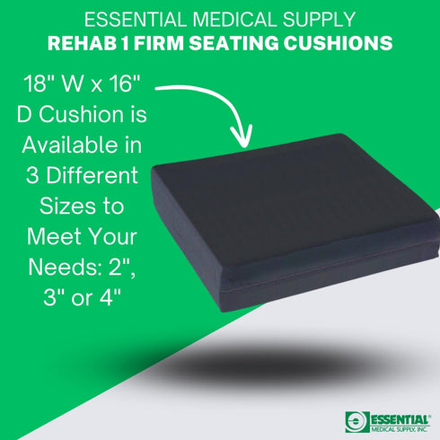 1 18" 16" 2" Essential Medical Supply Rehab Foam Seat Cushion - Denser Cushion for Office Chairs, Wheelchairs, and More