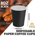 Paper Cups 8 oz, 25 Pack Disposable Coffee Cups for Hot or Cold Beverages, Party & Event Use - Black