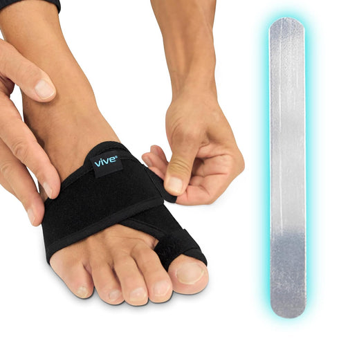 Vive Bunion Brace (Pair) - Big Toe Corrector Straightener with Splint - Hallux Valgus Pad, Joint Pain Relief, Alignment