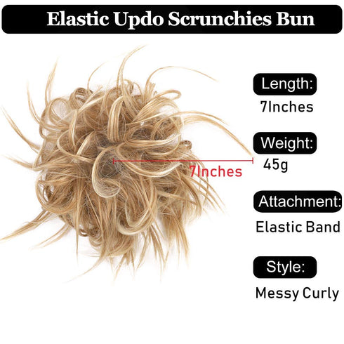 HMD Tousled Updo Messy Bun Hair Piece Hair Extension with Elastic Rubber Band, Synthetic Hair Extensions for Women