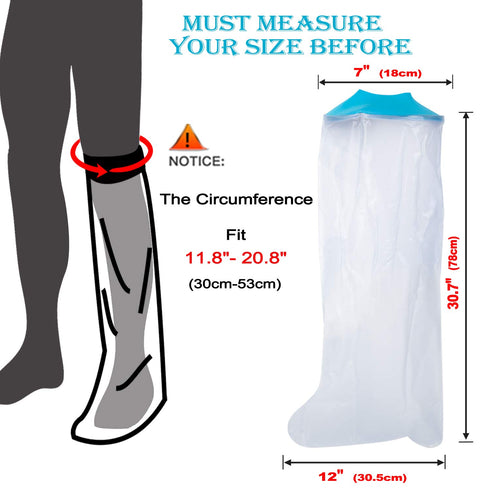 Asunby Cast Covers for Shower, Waterproof Full Leg Protector for Adult, Reusable for After Surgery Care