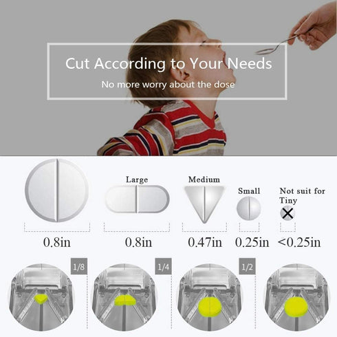 Pill Cutter for Small or Large Pills - The Best Multiple Pill Splitter Design in the USA, Keychain Pill Holder Bonus