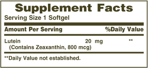 Nature's Bounty Lutein 20 mg 40 Softgels (Pack of 2)