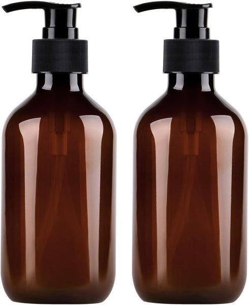 Yebeauty Plastic Soap Dispenser, 10oz/300ml Empty Refillable Lotion Pump Dispenser, 2-Pack Brown