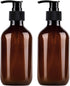 Yebeauty Plastic Soap Dispenser, 10oz/300ml Empty Refillable Lotion Pump Dispenser, 2-Pack Brown