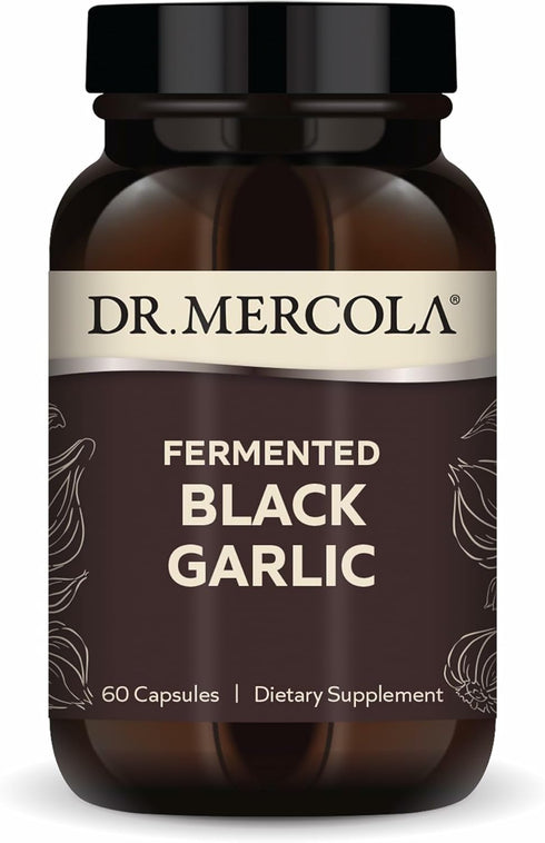 Dr. Mercola Fermented Black Garlic Supplement - Antioxidant for Immune, Cellular & Heart Health - 60 Capsules