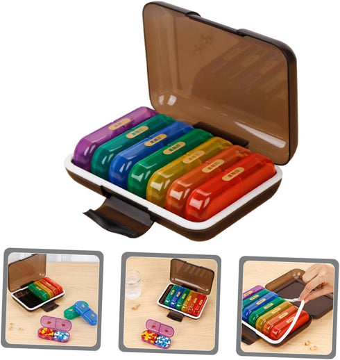 Portable Weekly Pill Organizer Travel Case Compact Outdoor Medicine Holder for Daily Use Lightweight Design
