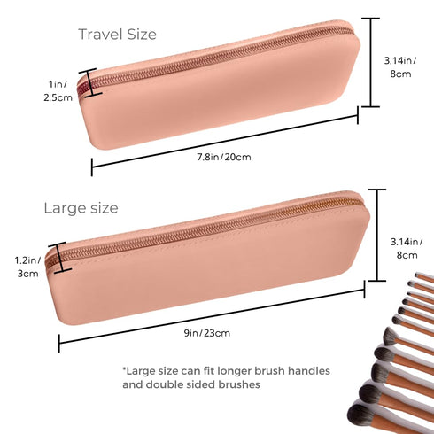 Silicone Makeup Brush Holder Travel Case - Organizer for Brush Sets & Makeup Tools, Protects Accessories, Khaki (7.8 *