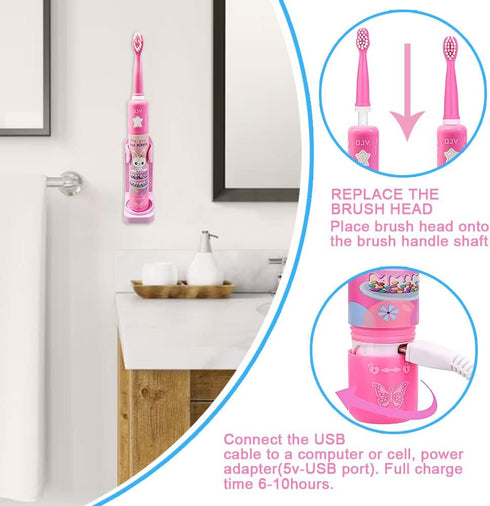 OJV 8620 Musical Electric Toothbrush for Kids, 3 Modes, 2 Min Timer, Rechargeable Sonic Music Toothbrush