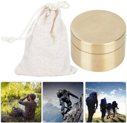 Dustproof Brass Pill Case, Mini Outdoor Waterproof Round Shape Container for Sports, Camping, Hiking - S