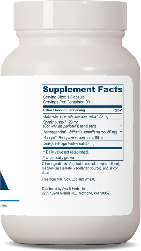 Ayush Herbs BacopaPlus - Ayurvedic Supplement for Focus and Cognitive Support, 90 Vegetarian Capsules