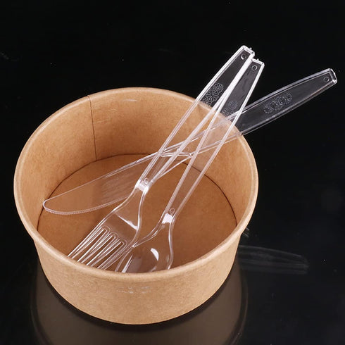 300 Count Clear Plastic Silverware, Heavy Weight Disposable Forks, Spoons, Knives Cutlery Set for Party Supplies