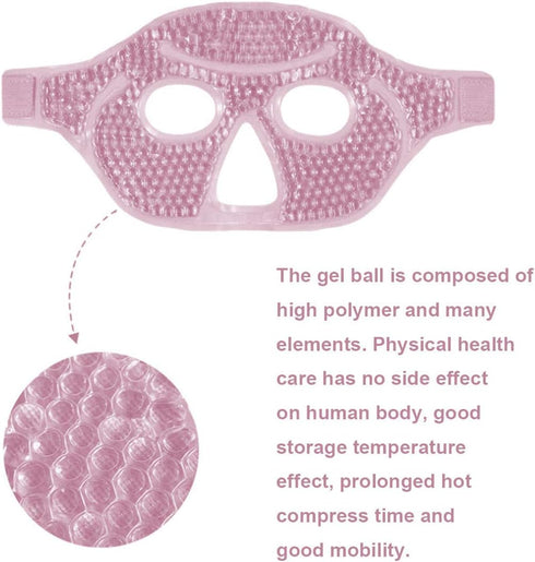 Cooling Gel Facial Mask - 2 PCS Reusable Gel Bead Face Pad & Cold Compress for Puffy & Dry Eyes, Pink and Purple