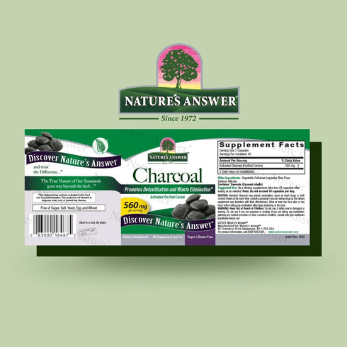 Nature's Answer Activated Charcoal, 90-Capsules, Vegan, Gluten & Alcohol-Free, Single Count