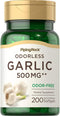 Piping Rock Odorless Garlic Softgels 500mg | 200 Pills | Non-GMO, Gluten Free Herbal Extract Supplement