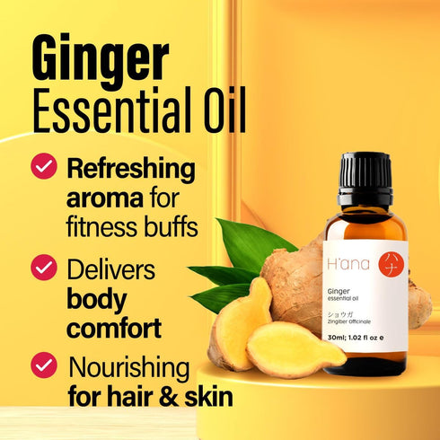 Set Set 2x1 oz Ginger Essential Oil for Belly Fat & Pain & Grapefruit Essential Oil for Diffuser - Aromatherapy Grade