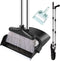 Broom and Dustpan Set with Long Handle, Windproof Stand Up Dustpan with Broom Combo for Home Use