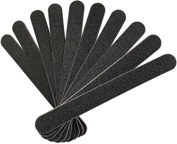 MEFA 10 Pack Nail File & Buffer, Professional Double Sided 100/180 Grit Reusable Nail Files, Black Manicure Pedicure