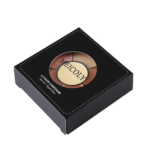MEICOLY 6 Shades High Coverage Concealer, Tattoo Cover Palette with 8 pcs White Makeup Sponges