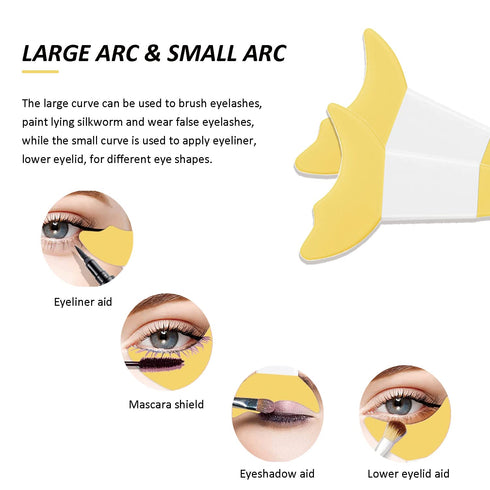 Eyeliner Stencils 4Pcs Reusable Silicone Eyeliner Aid Mascara Shield Eyeliner Eyelash Eyeshadow Lipstick Applicator Guide Tool Multifunctional Eye Makeup Tool Easy to Use (Yellow)